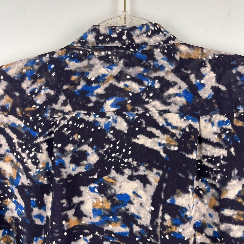 CAbi #3066 Starry Night Ruffle Button Front Blouse Medium Blue Career - Picture 6 of 10